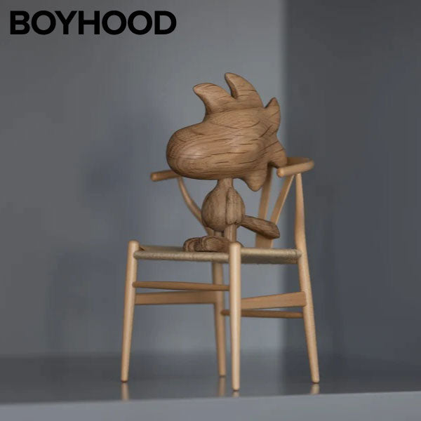 『BOYHOOD』北欧の天然オーク材オブジェ SNOOPY(ウッドストック) LARGE