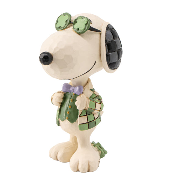 PEANUTS JIM SHORE ミニフィギュア Snoopy in Plaid with Shamrock Glasses