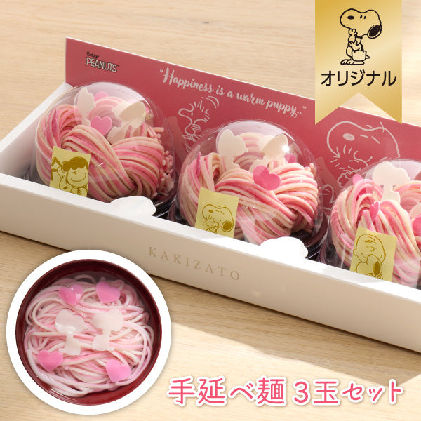 【おかいものSNOOPYオリジナル】knot charm スヌーピー 手延べ麺3玉セット (Happiness is a warm puppy)