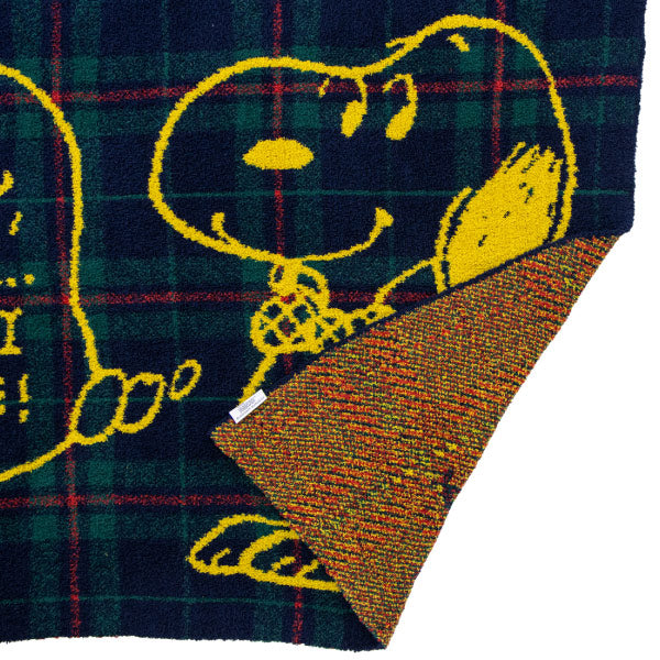 【おかいものSNOOPYオリジナル】もこもこブランケット (Plaid bow tie series / ブラックウォッチ)