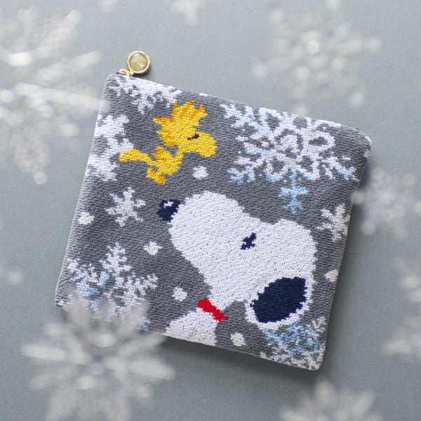 【おかいものSNOOPY限定】※11月6日発売※FEILERフラットポーチ(SNOOPY SNOW CRYSTAL WHITE)