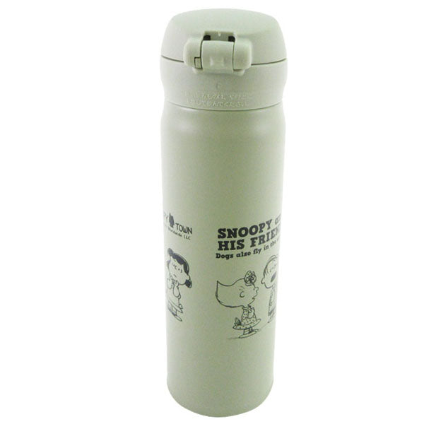 スヌーピー サーモス0.5L (凧揚げ／オリーブグリーン)
