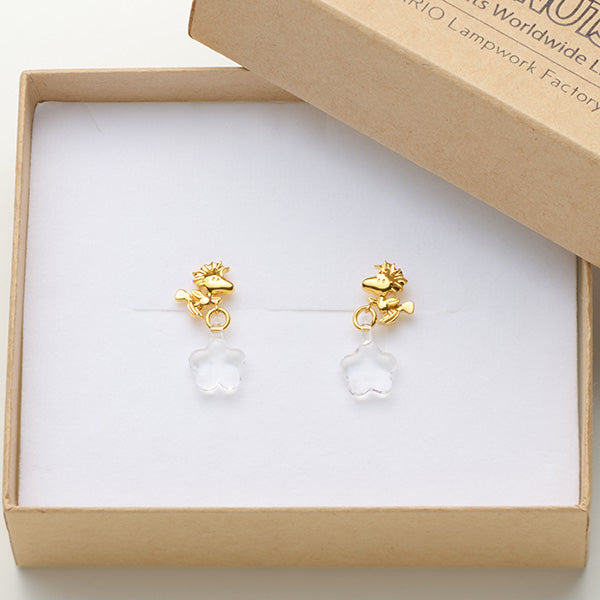スヌーピー ウッドストック＆揺れるガラスのお花ピアス