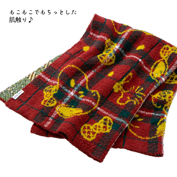【おかいものSNOOPYオリジナル】もこもこブランケット (Plaid bow tie series / レッド)