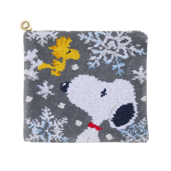 【おかいものSNOOPY限定】※11月6日発売※FEILERフラットポーチ（SNOOPY SNOW CRYSTAL WHITE）